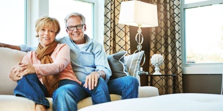 Elderly Couple Relaxes Comfortably at Independent Living Facility