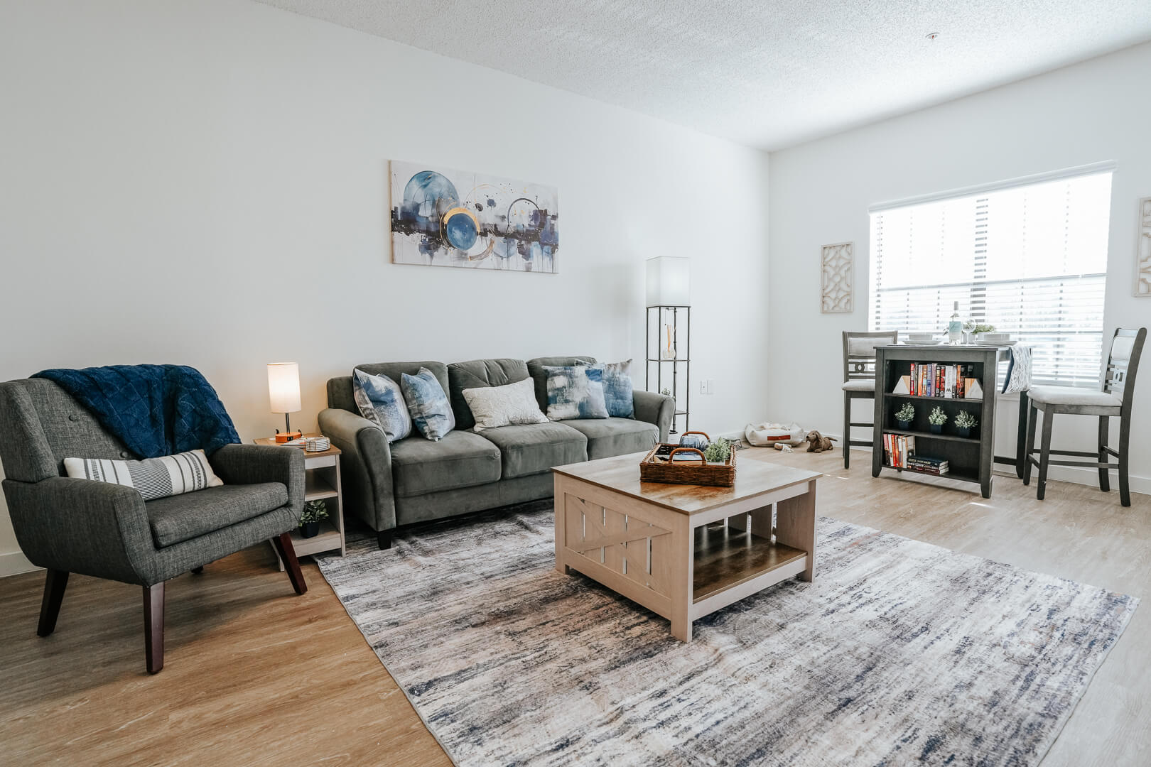 Warm Living Room with Sofa and Coffee Table for Independent Living